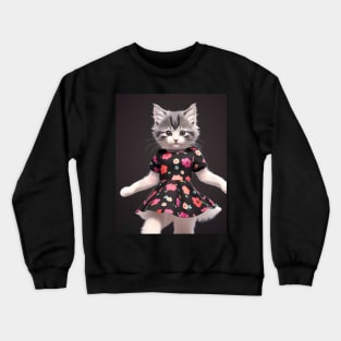 Cat with flower dress - Modern digital art Crewneck Sweatshirt